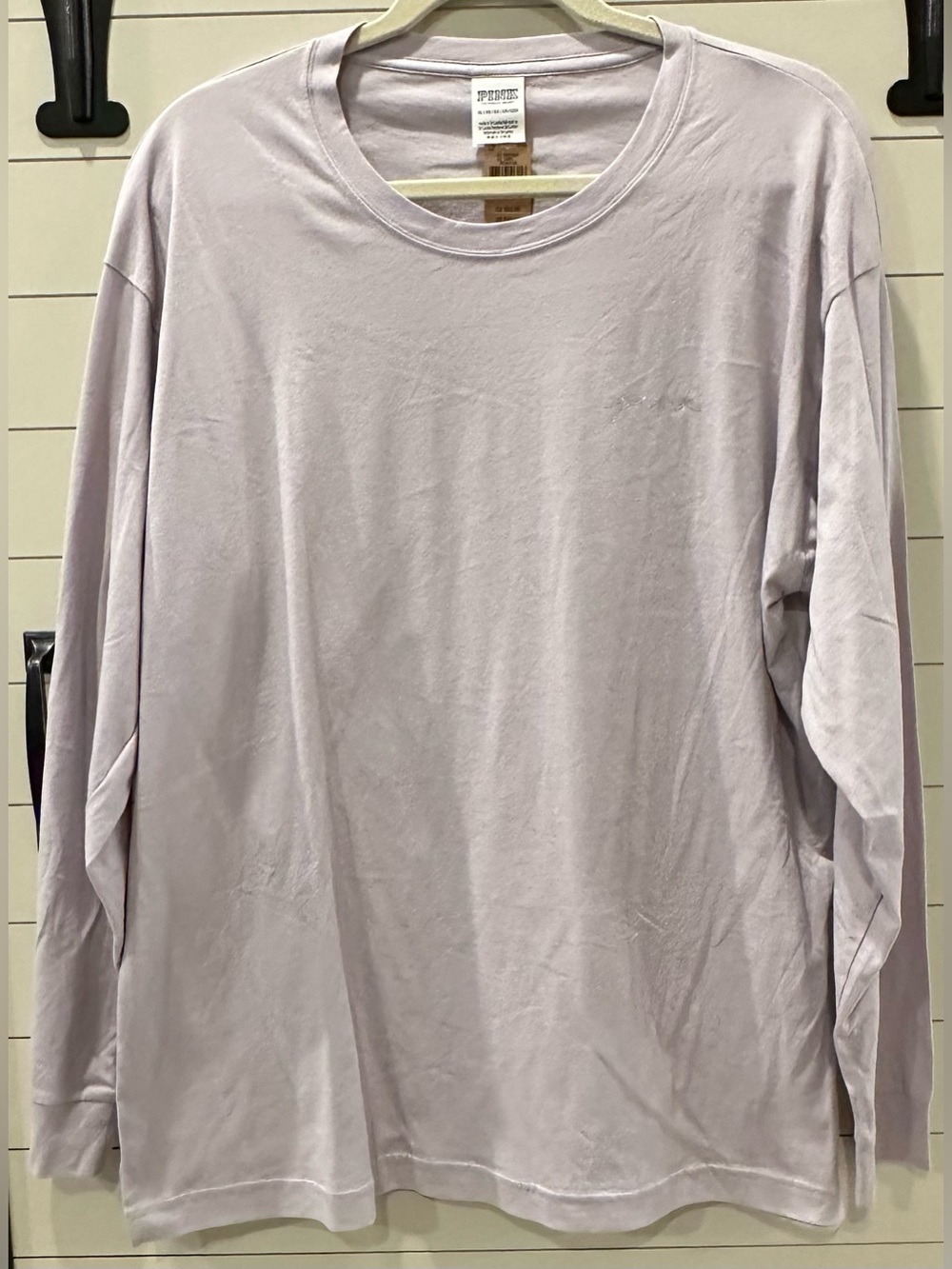 NWT PINK Victoria's Secret Lavender Long-Sleeve BLING Logo Shirt Size XL